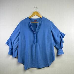 Woman's Vince Camino Blue Blouse Top - Size 1X Boho Chic Feminine